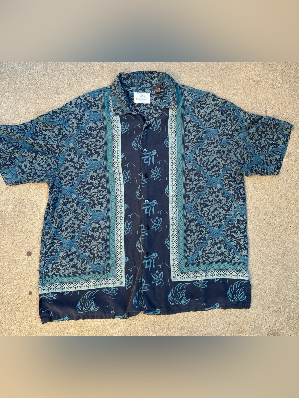 Paradise by Axis Shirt Men’s S/S Silk Button Down  Lge